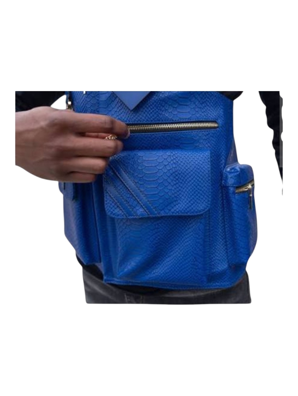 Tote & Carry Royal Blue Embossed Vegan Leather Tactical Vest Size L (1264) - Picture 16 of 16